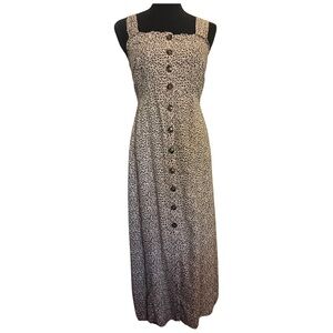 JAPNA Cheetah Print Smocked Midi Dress Medium